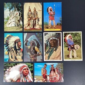 Vtg Native American Indian Postcard Lot 9 1950-70s Chief, Maids, Sioux, Cherokee